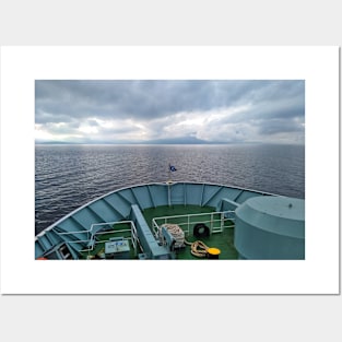 Sailing on the ferry towards the Isle of Arran, Scotland Posters and Art